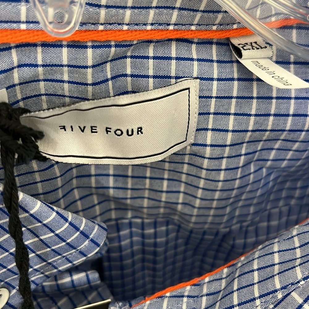 NWT Five Four Men’s Belshire Long Sleeve Shirt Blue White Checkered Size 2XL - Picture 3 of 6